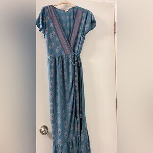 NATURAL LIFE Blue and Pink Floral Maxi Dress